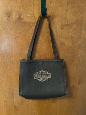 Harley-Davidson Brown Leather Crossbody Tote with Embroidered Logo